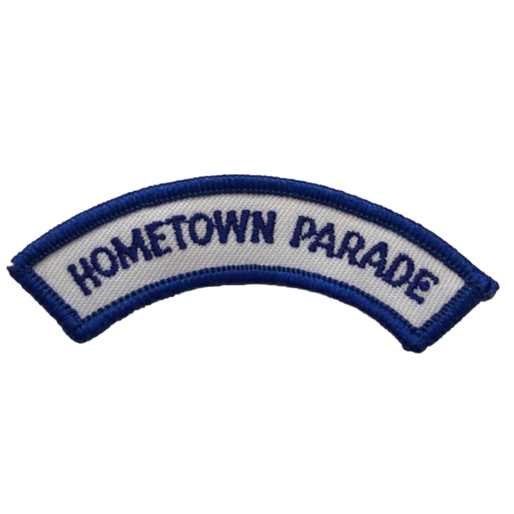 Vintage Girl Scout Hometown Parade Embroidered Patch Blue White iron on